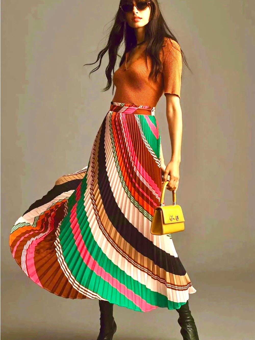 NWT Anthropologie Maeve Pleated Striped Maxi Skirt Size 14 $170 - Picture 3 of 8